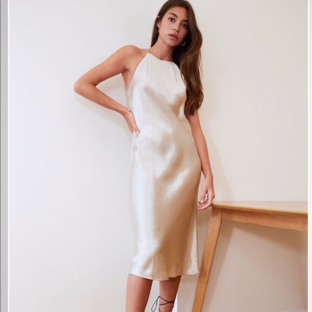 NWT Babaton Lato Dress Satin Halter Midi XS